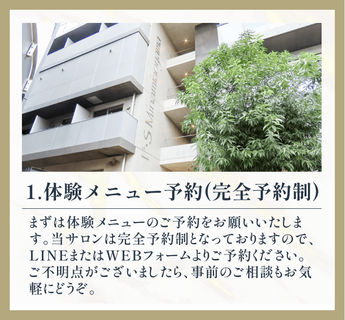 1.体験メニュー予約(完全予約制)